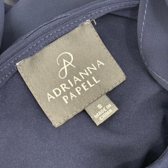 Adrianna Papell Dress SZ Small NWT Navy Chiffon Overlay Draped Evening Cocktail - Picture 6 of 16